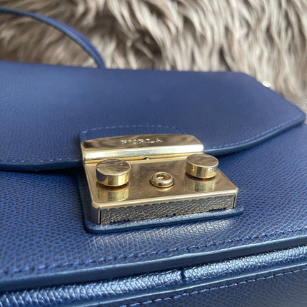 Preloved Authentic Furla Metropolis Small Shoulder Bag Navy Blue