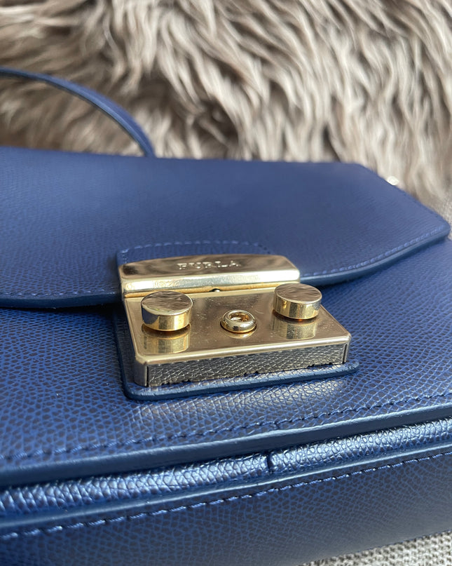 Preloved Authentic Furla Metropolis Small Shoulder Bag Navy Blue