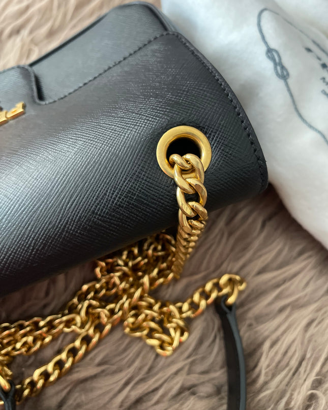 Preloved Authentic Pattina Flap Shoulder Bag Saffiano Leather Small crossbody bag