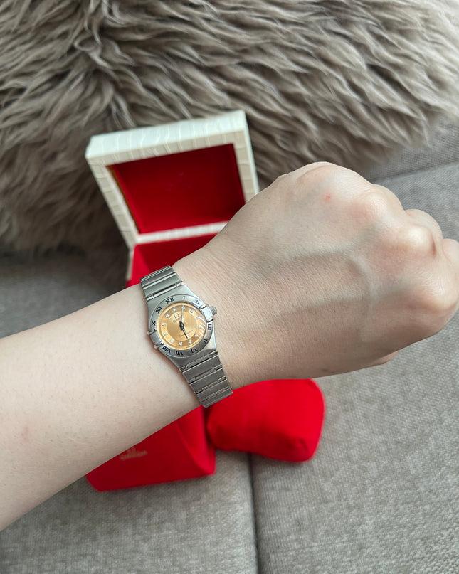 Preloved Authentic Omega Constellation Mini Cindy Crawford Orange Dial Ladies Watch