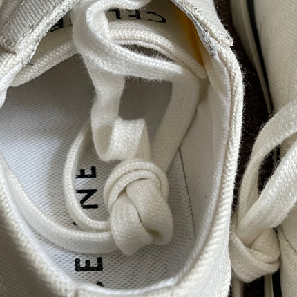 Preloved Authentic Celine Alan Sneaker with Triomphe in Canvas Off-White