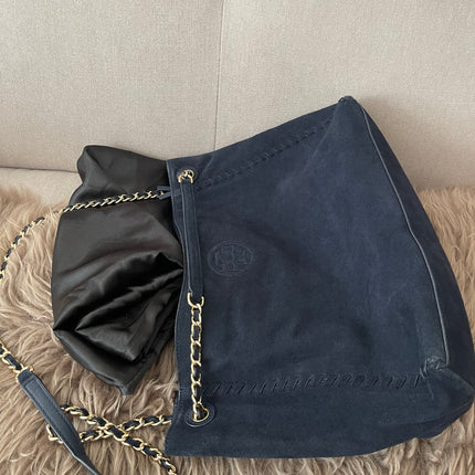 Authentic Preloved Tory Burch Marion Suede Tote