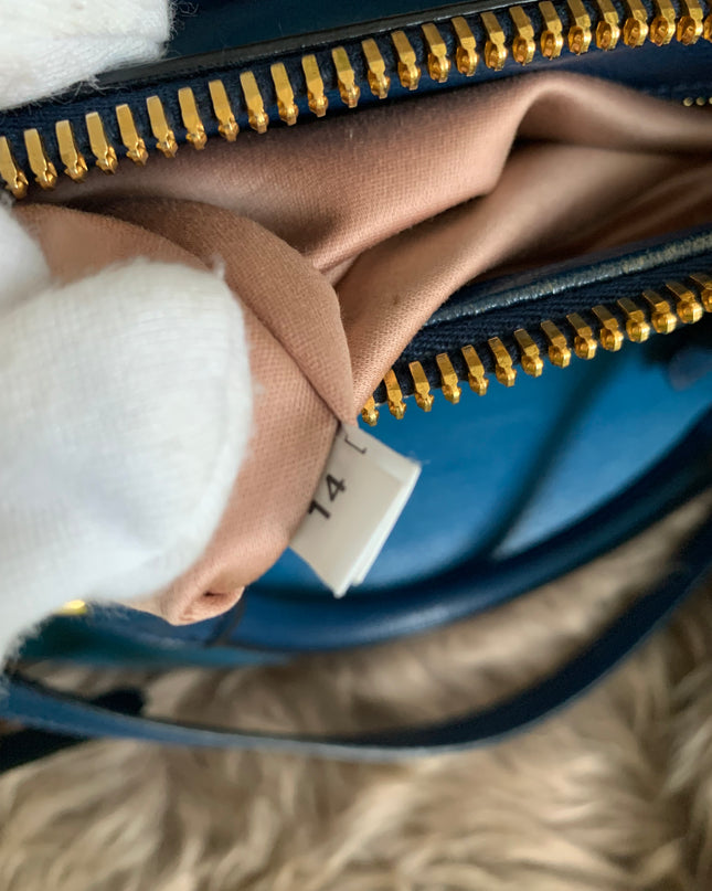 Miu Miu Two Tone Blue Madras Leather Doctor Satchel
