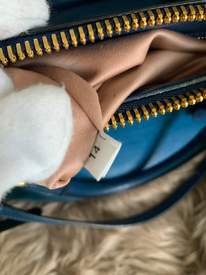 Miu Miu Two Tone Blue Madras Leather Doctor Satchel