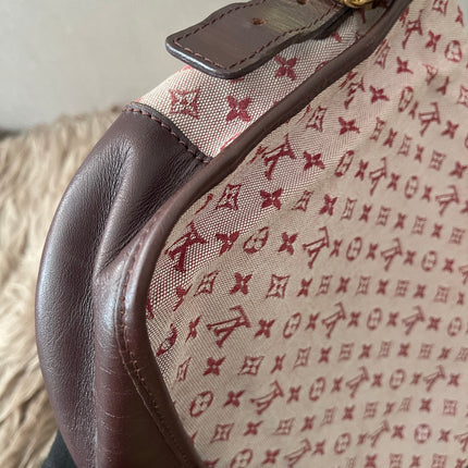 Preloved Authentic Louis Vuitton Monogram Mini Lin Marjorie shoulder bag in burgundy cloth with leather trim