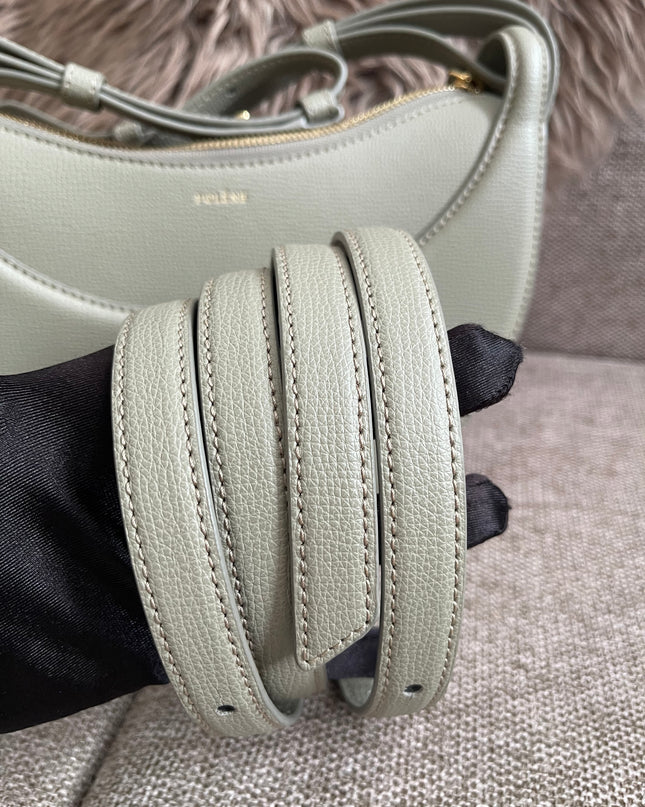 Preloved Authentic Polène Numéro Un Nano – Sage Green Textured Leather