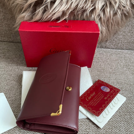 Preloved Authentic Cartier Must de Cartier Long Wallet in Bordeaux