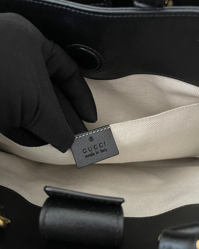 Preloved Authentic Rank A Gucci Horsebit 1955 tote bag in black leather