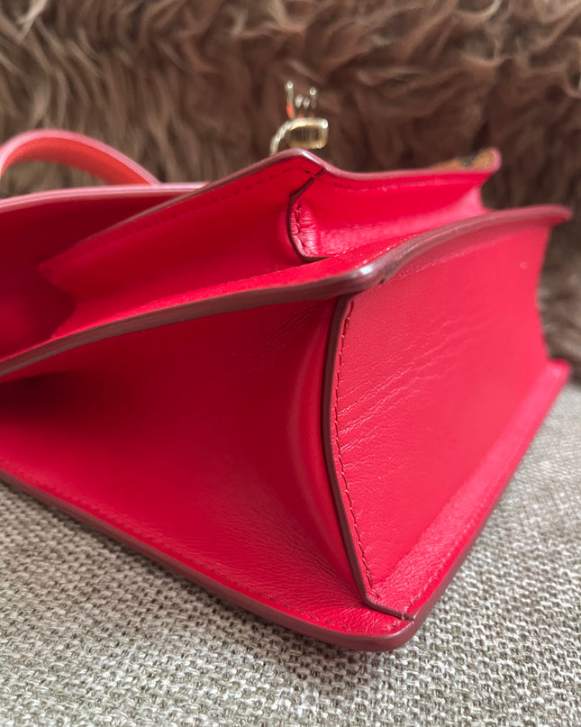 Preloved Authentic MCM Patricia Top Handle Bag – Fiesta Red with Cognac Visetos Panel