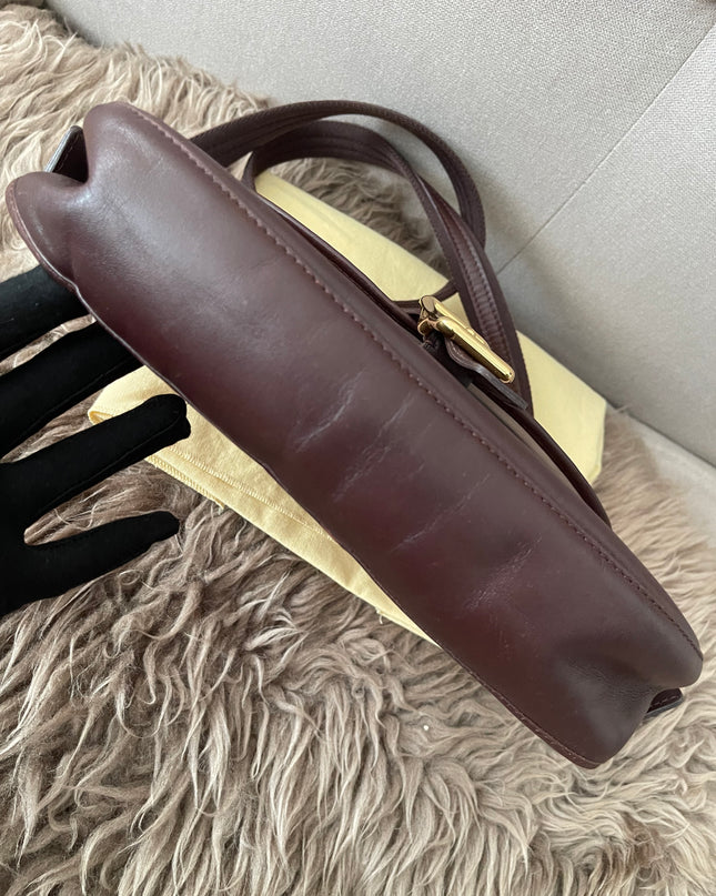 Preloved Authentic Louis Vuitton Monogram Mini Lin Marjorie shoulder bag in burgundy cloth with leather trim