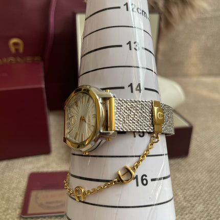 Preloved Authentic Aigner Pavia Ladies Watch - Two-Tone Stainless Steel, Mesh Bracelet