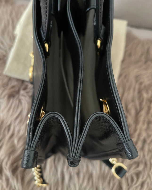 Preloved Authentic Rank A Gucci Horsebit 1955 tote bag in black leather
