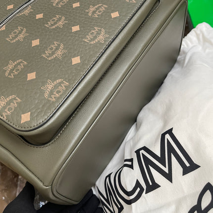 Preloved MCM Stark Leather Backpack in SEA TURTLE