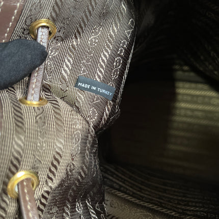 Preloved Prada  2021 Logo Jacquard Bucket Bag