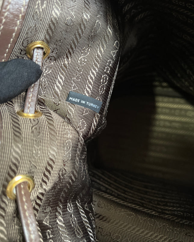 Preloved Prada  2021 Logo Jacquard Bucket Bag
