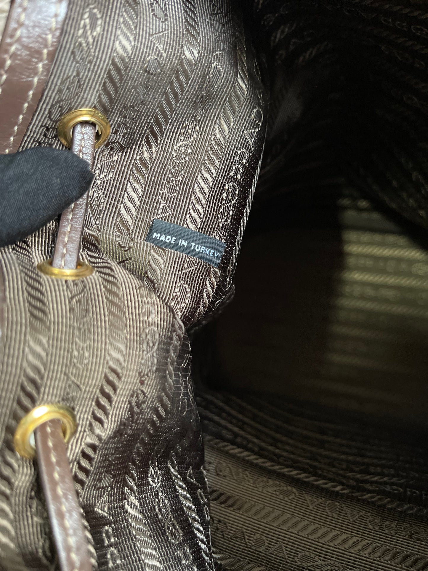 Preloved Prada  2021 Logo Jacquard Bucket Bag