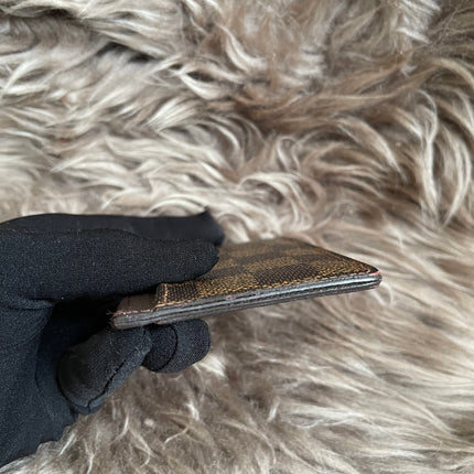 Pre-Owned Louis Vuitton Card Holder Damier Ebene Canvas