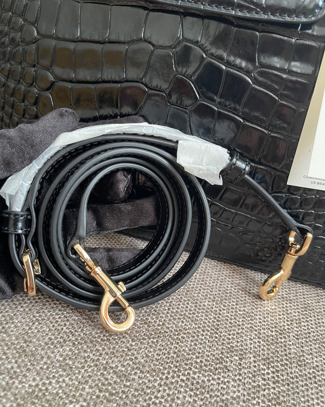 Preloved Authentic Tory Burch Britten Embossed Satchel in Black