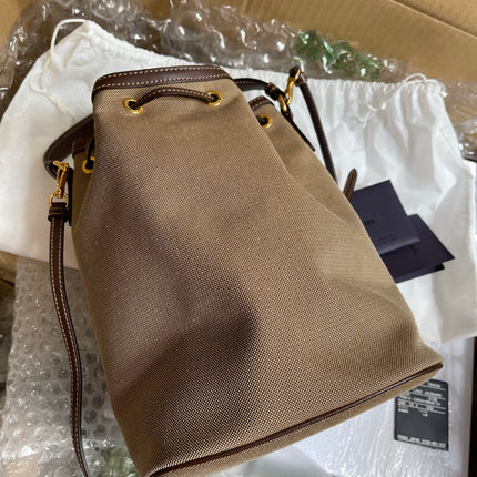 Preloved Prada  2021 Logo Jacquard Bucket Bag