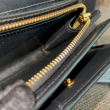 Preloved Authentic Prada Vitello Move Triangle Logo Trifold Wallet – Black