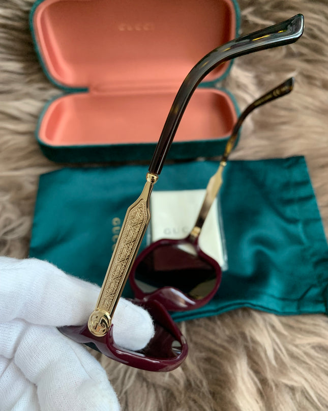 Gucci Burgundy/Black GG00765 Butterfly Sunglasses