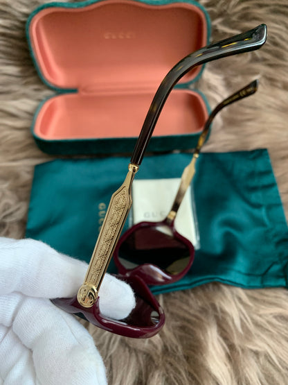 Gucci Burgundy/Black GG00765 Butterfly Sunglasses