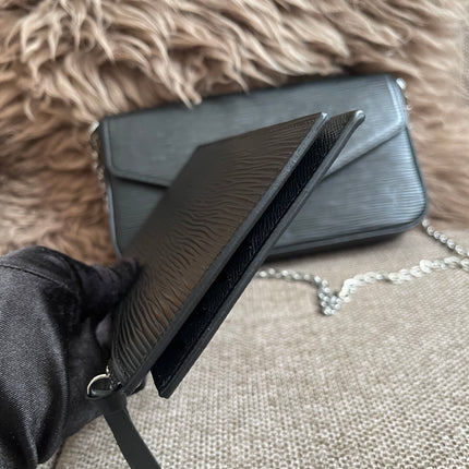 Preloved Authentic Louis Vuitton Félicie Pochette in Black Epi Leather