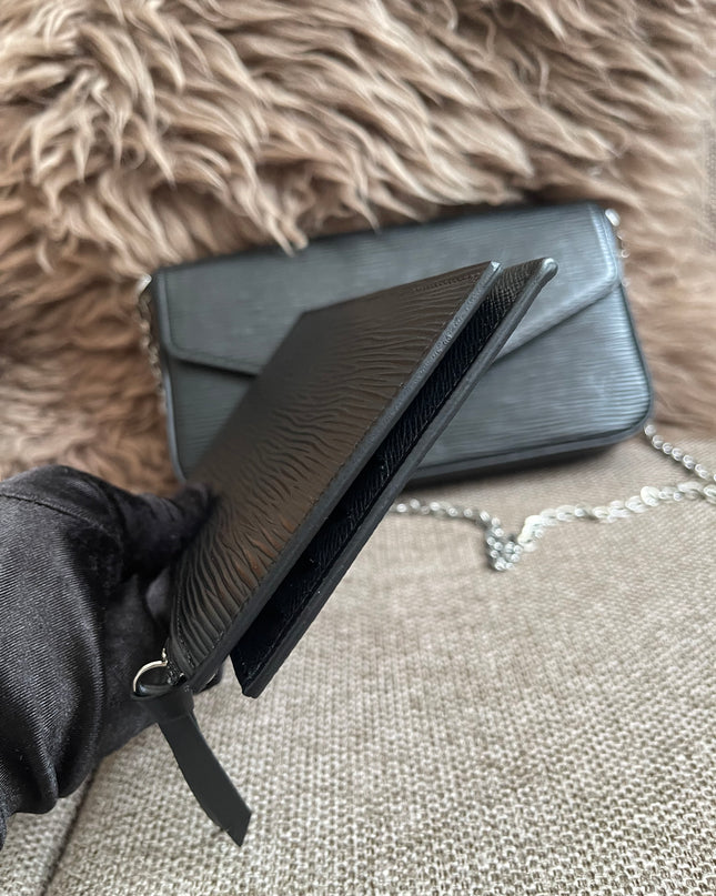 Preloved Authentic Louis Vuitton Félicie Pochette in Black Epi Leather