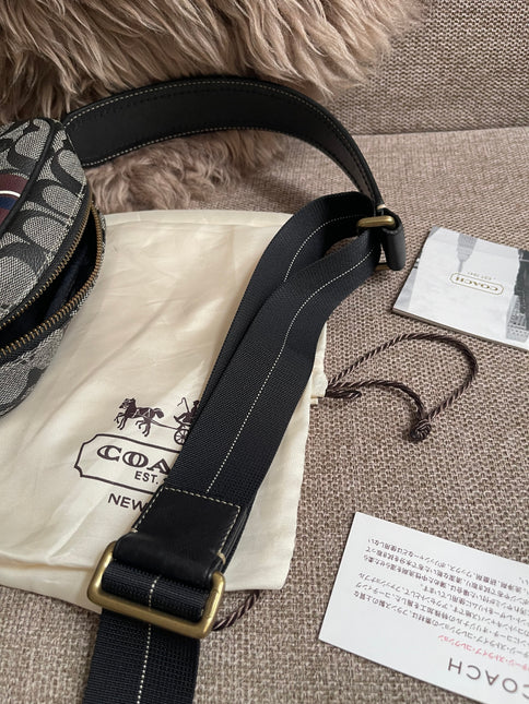 Preloved Authentic Coach Signature Varsity Stripe Flight Crossbody Bag