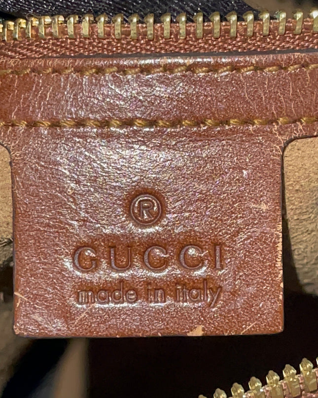 Peloved Authentic Gucci GG Supreme Duffle/Boston Mini – Tan Leather Trim with Strap
