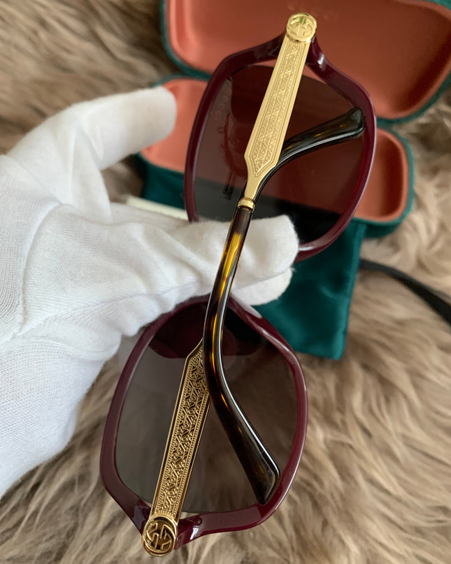 Gucci Burgundy/Black GG00765 Butterfly Sunglasses
