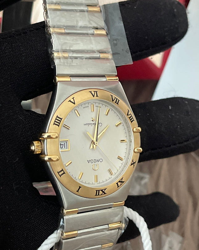 Preloved Authentic Omega Constellation 34mm/17cm, steel ‑ yellow gold on steel ‑ gold full bar