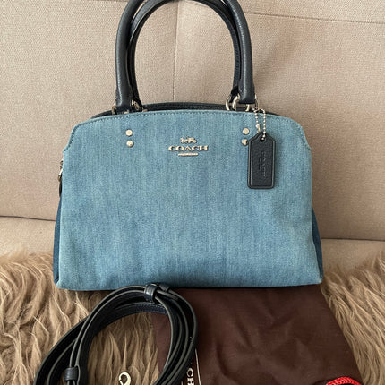 Authentic Preloved Coach Mini Lillie Carryall (Denim Multi)