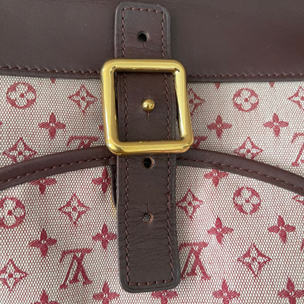 Preloved Authentic Louis Vuitton Monogram Mini Lin Marjorie shoulder bag in burgundy cloth with leather trim