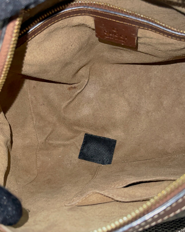Peloved Authentic Gucci GG Supreme Duffle/Boston Mini – Tan Leather Trim with Strap