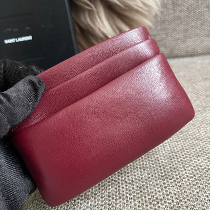 Preloved Authentic Saint Laurent Monogram Zipped Card Case — Burgundy