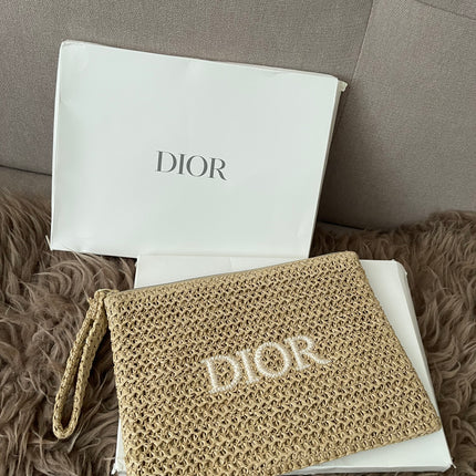 Preloved Authentic Dior Beauty Raffia Pouch