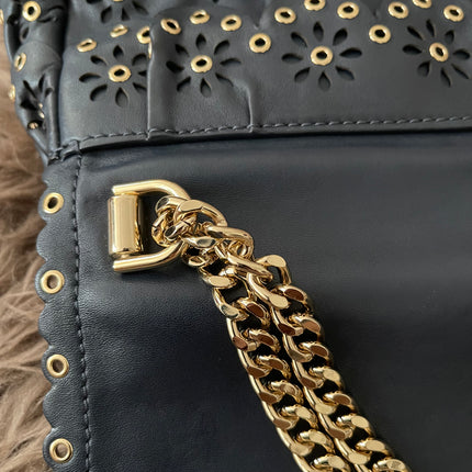 Preloved Authentic Michael Kors Black Leather Small Sloan Studded Chain Shoulder Bag