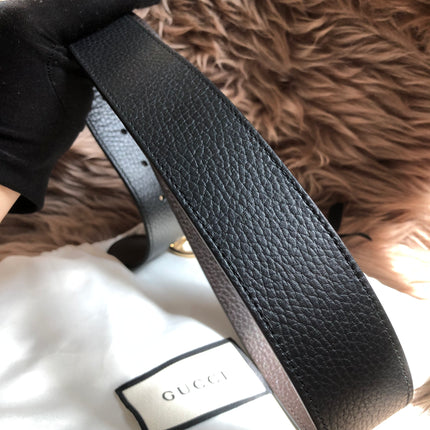 Preloved Gucci Black/Brown Leather Reversible GG Dollar Belt 90CM