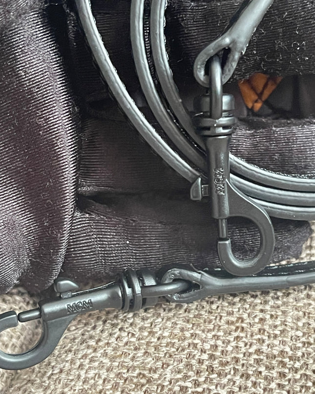 Preloved Authentic MCM Aren Hobo Bag Black Fabric