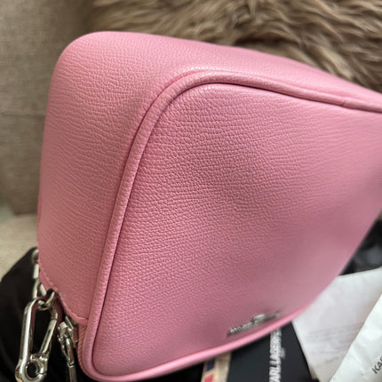Peloved Authentic Karl Lagerfeld Paris Camera Bag – Pink Pebbled Leather, Logo Strap (Brand New)
