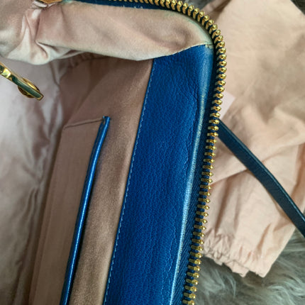 Miu Miu Two Tone Blue Madras Leather Doctor Satchel