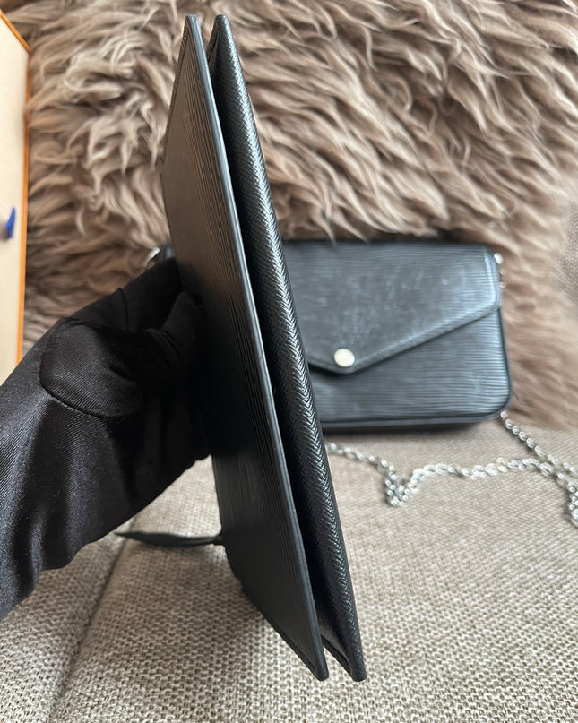 Preloved Authentic Louis Vuitton Félicie Pochette in Black Epi Leather