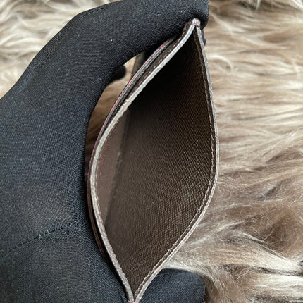 Pre-Owned Louis Vuitton Card Holder Damier Ebene Canvas