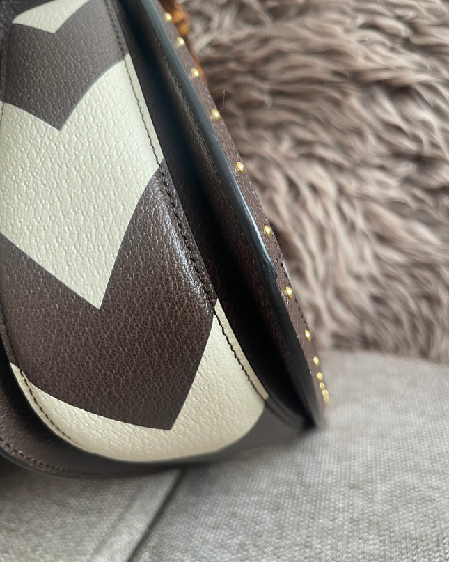 Preloved Authentic Gucci GG Supreme Canvas Leather and Python Medium Bamboo 1947 Top Handle Bag