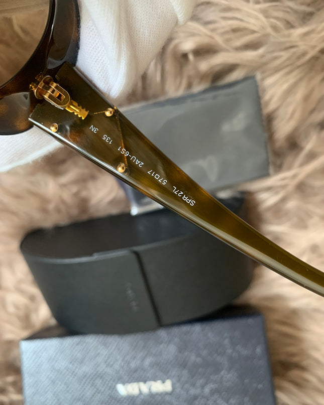 Prada Brown Oversized Oval Frame Sunglasses