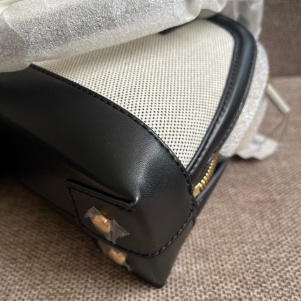 Preloved Authentic Charles & Keith Structured Boston Bag in Black White Mesh