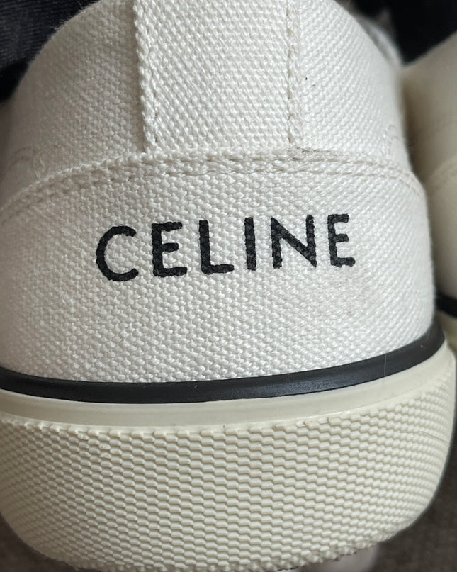 Preloved Authentic Celine Alan Sneaker with Triomphe in Canvas Off-White