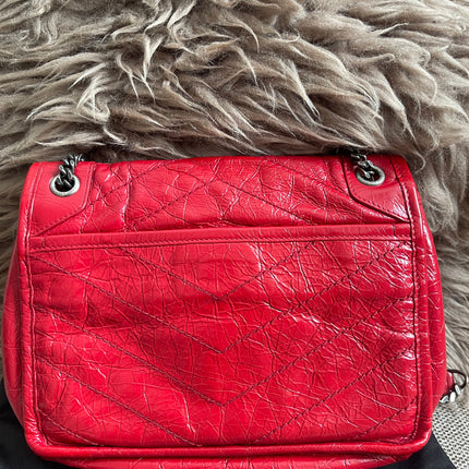 Preloved Authentic Saint Laurent Niki Baby Shoulder Bag — Red
