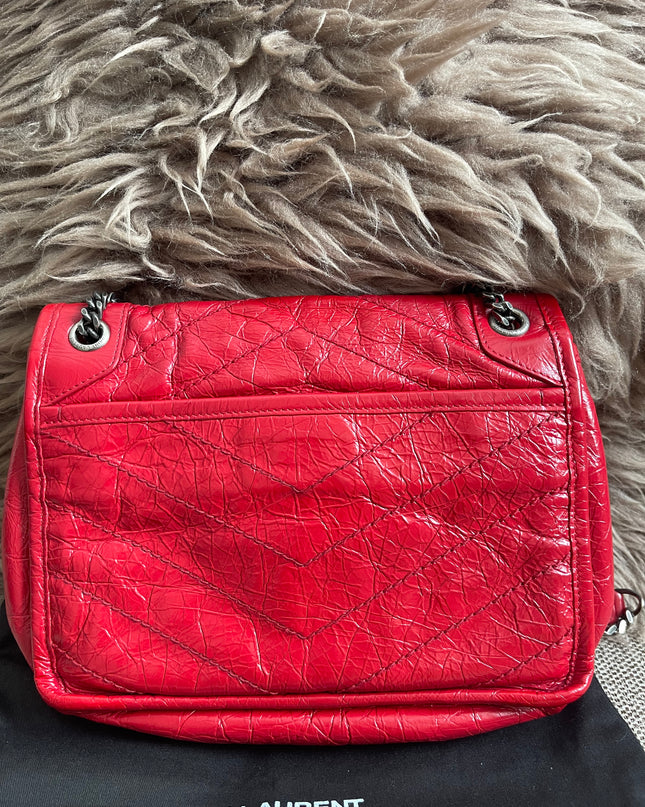 Preloved Authentic Saint Laurent Niki Baby Shoulder Bag — Red